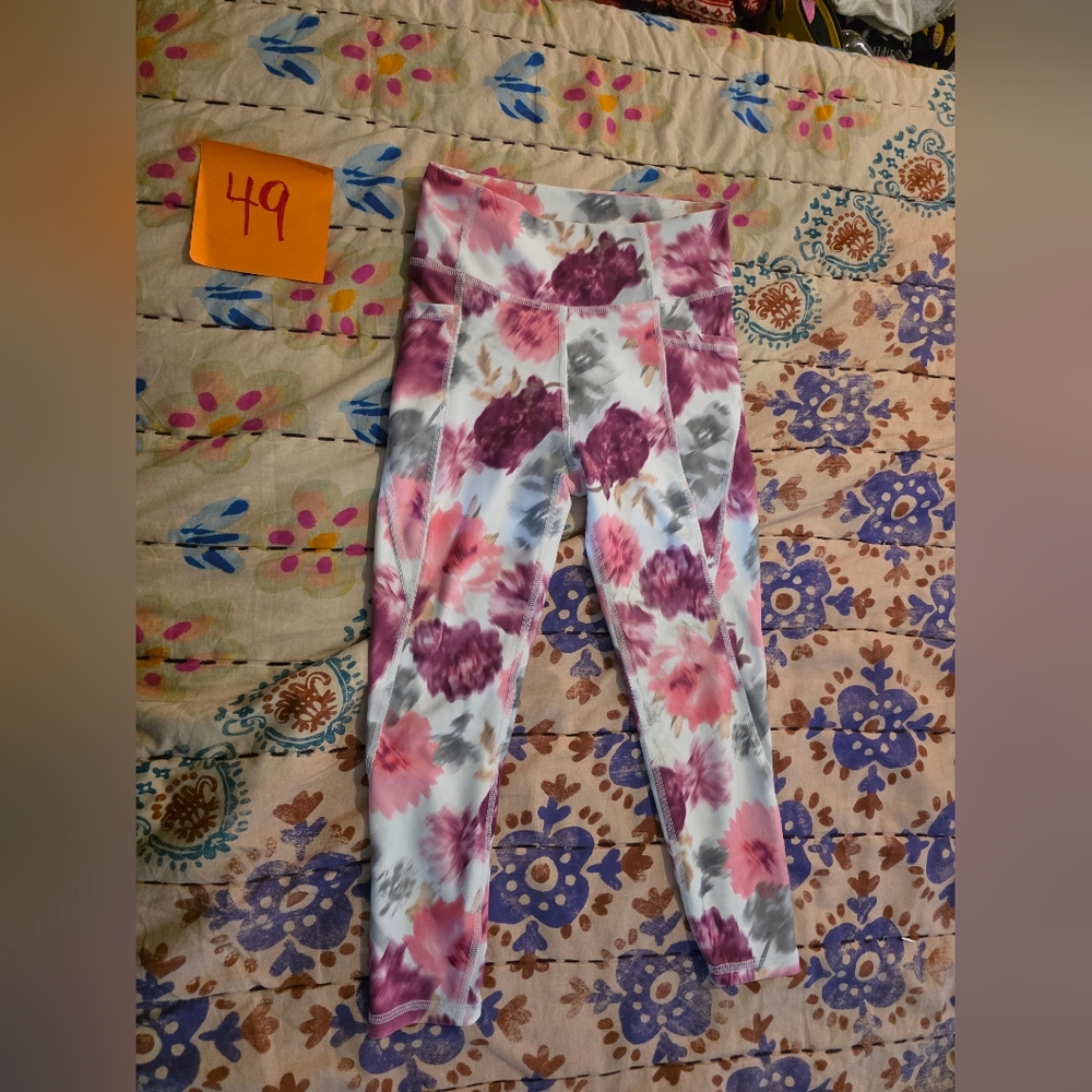 ❤️5 For 25😍 Girls Freely Floral Print Athletic Ankle Leggings Size Large
